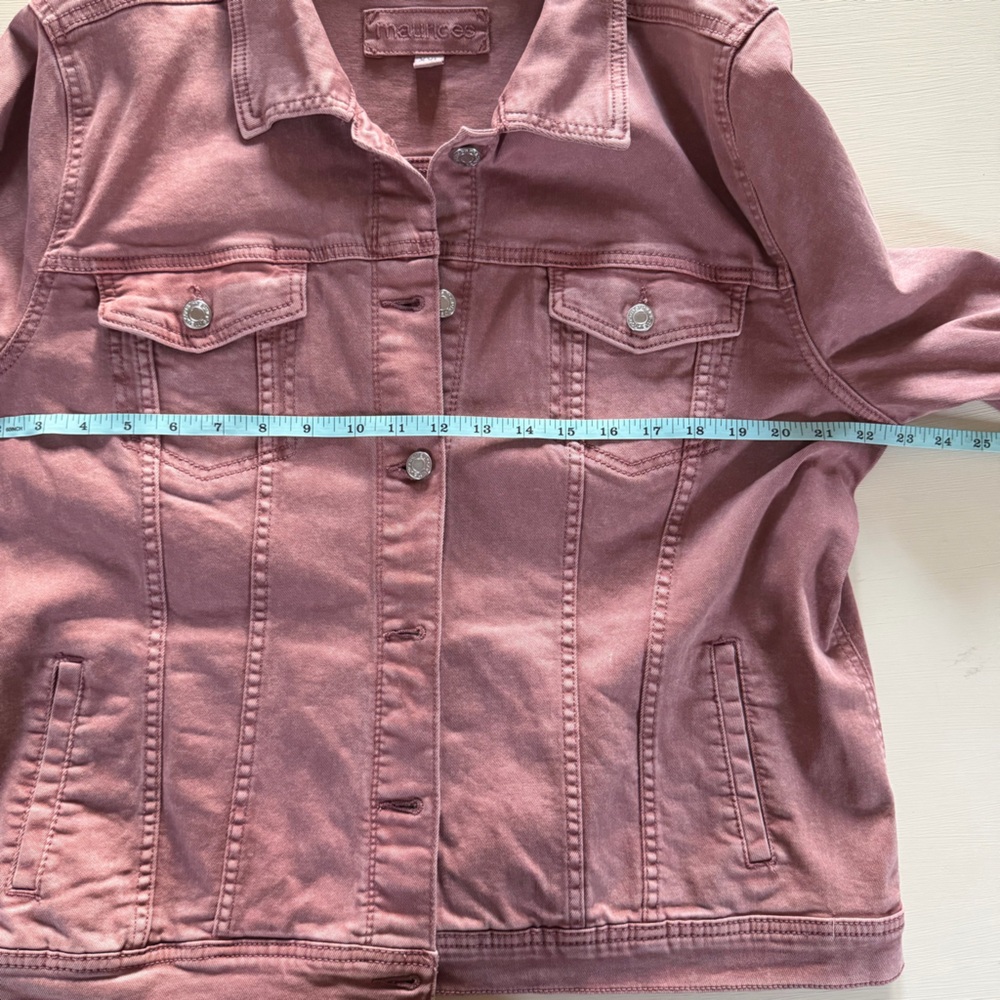 Maurices Pink Denim Jacket 2XL Stretch Cotton Button Front Casual - Picture 4 of 6